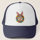 Cute Bunny Face – Easter Wreath Style boné キャップ (正面)