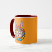Cute Bunny Face – Easter Wreath Style caneca マグカップ (正面左)