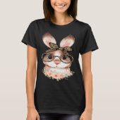 Cute Bunny Face Floral  Leopard Print Glasses EAST Tシャツ (正面)