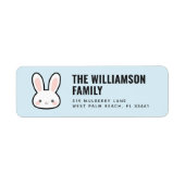 Cute Bunny Face Rabbit Face Return Address ラベル (正面)