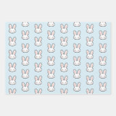 Cute Bunny Face Rabbit Pattern ラッピングペーパーシート (正面)