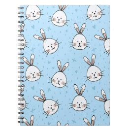 Cute Bunny Face Seamless Pattern ノートブック