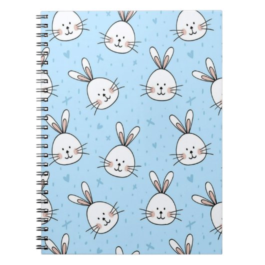 Cute Bunny Face Seamless Pattern ノートブック (正面)