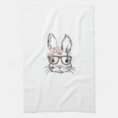 Cute Bunny Face Shirt Leopard Print Glasses EASTER キッチンタオル (縦)