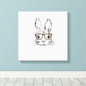 Cute Bunny Face Shirt Leopard Print Glasses EASTER キャンバスプリント (インサイチュ (ウッドフロア))