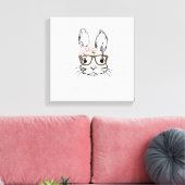 Cute Bunny Face Shirt Leopard Print Glasses EASTER キャンバスプリント (インサイチュ (リビング))