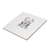 Cute Bunny Face Shirt Leopard Print Glasses EASTER タイル (側面)