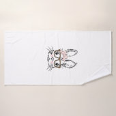 Cute Bunny Face Shirt Leopard Print Glasses EASTER バスタオル (バスタオル)