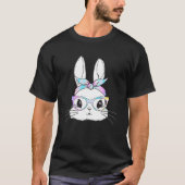 Cute Bunny Face Tie Dye Leopard Glasses Headband E Tシャツ (正面)