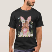 Cute Bunny Face With Bubblegum And Headphones East Tシャツ (正面)