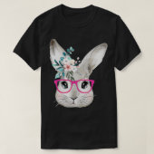 Cute Bunny Face With Floral Pink Glasses, Easter R Tシャツ (デザイン正面)