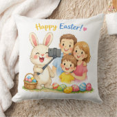 Cute Bunny Family Selfie Easter Cushion クッション (ブランケット)