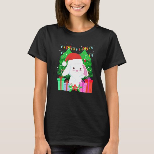 Cute bunny fir tree Christmas Tシャツ (正面)