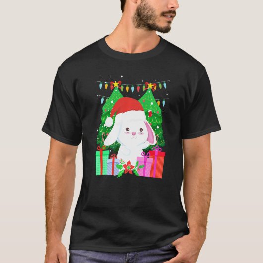 Cute bunny fir tree Christmas Tシャツ (正面)