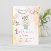 Cute Bunny First Birthday Invitation Card 招待状 (スタンド正面)
