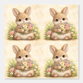 Cute Bunny Floral Pattern Wallpaper 壁紙 (正面)