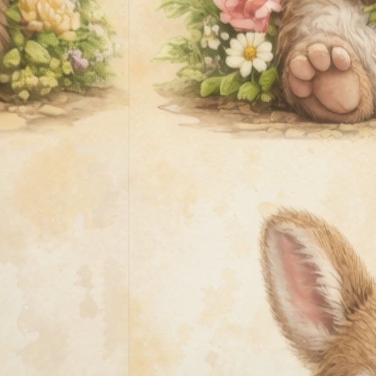 Cute Bunny Floral Pattern Wallpaper 壁紙 (縫い目)