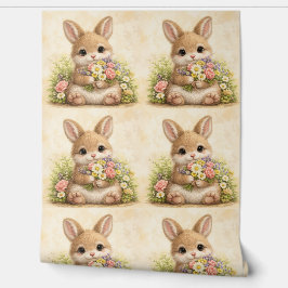 Cute Bunny Floral Pattern Wallpaper 壁紙