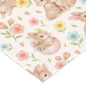 Cute Bunny Floral Spring Pattern ショートテーブルランナー (コーナー)