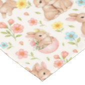 Cute Bunny Floral Spring Pattern テーブルクロス (アングル)