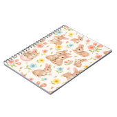 Cute Bunny Floral Spring Pattern ノートブック (左側)