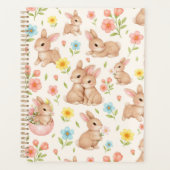 Cute Bunny Floral Spring Pattern プランナー手帳 (正面)