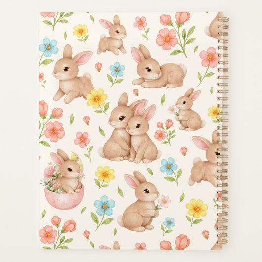 Cute Bunny Floral Spring Pattern プランナー手帳 (裏面)