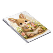 Cute Bunny Flower Bouquet Kawaii Notebook ノートブック (右側)