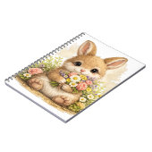 Cute Bunny Flower Bouquet Kawaii Notebook ノートブック (左側)