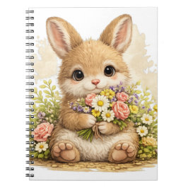 Cute Bunny Flower Bouquet Kawaii Notebook ノートブック