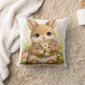 Cute Bunny Flower Bouquet Pillow Kawaii クッション (ブランケット)