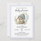 Cute Bunny Flowers Spring Baby Shower Invitation (正面)
