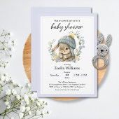 Cute Bunny Flowers Spring Baby Shower Invitation