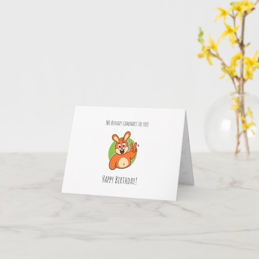 cute bunny Folded Birthday Card Card for kids カード (黄色い花)