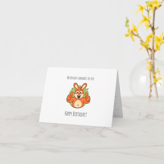 cute bunny Folded Birthday Card Card for kids カード (黄色い花)
