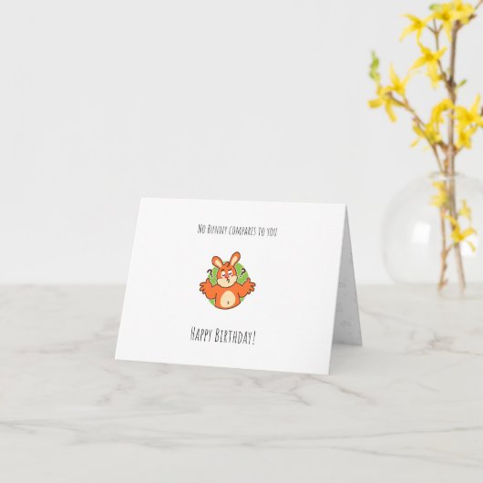 cute bunny Folded Birthday Card Card for kids カード (黄色い花)