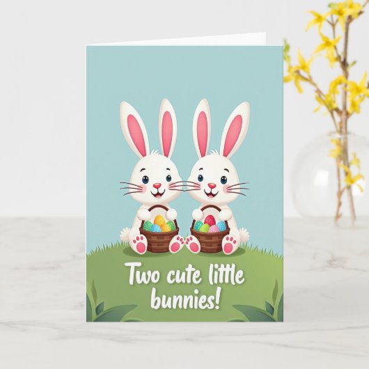 Cute Bunny Friends Happy Day Card カード (黄色い花)