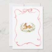 Cute Bunny Girl Floral Pink Bow Baby Shower  招待状 (裏面)