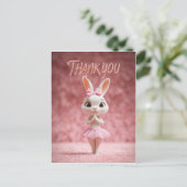 Cute Bunny Girl in Pink Tutu Thank You ポストカード (スタンド正面)
