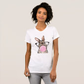 Cute Bunny Glasses Bubblegum Easter Day Girls Kids Tシャツ (正面フル)