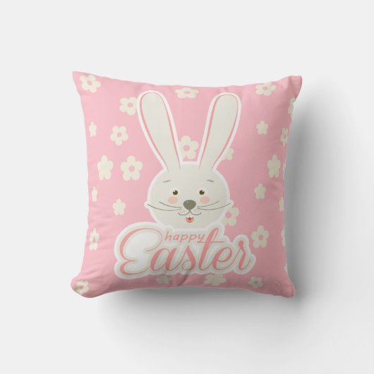 CUTE BUNNY HAPPY EASTER HOLIDAY PARTY トレンディー クッション (正面)