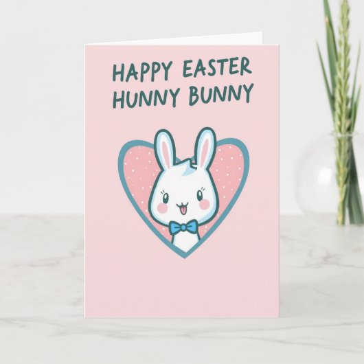 Cute Bunny Heart Greeting Card カード (正面)