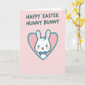 Cute Bunny Heart Greeting Card カード (黄色い花)