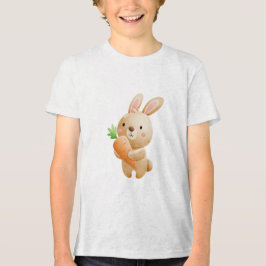 Cute Bunny Holding Carrot Illustration トライブレンドＴシャツ