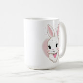 Cute Bunny Holding Heart | Romantic Design コーヒーマグカップ (正面右)