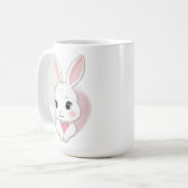 Cute Bunny Holding Heart | Romantic Design コーヒーマグカップ (正面左)