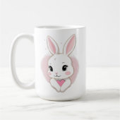 Cute Bunny Holding Heart | Romantic Design コーヒーマグカップ (左)