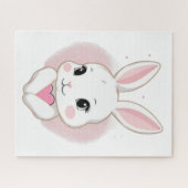 Cute Bunny Holding Heart | Romantic Design ジグソーパズル (横)