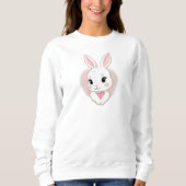 Cute Bunny Holding Heart | Romantic Design スウェットシャツ (正面)