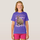 Cute Bunny “Hoppy Hoppy” Typography Kawaii Rabbit Tシャツ (正面フル)